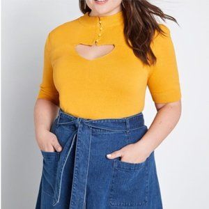 Modcloth Collectif Sweet & Sass Sweater Mustard Size 14